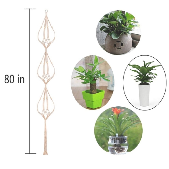 3 Tier 80" Macrame Plant Hanger Holder Flower Pot - Picture 3 of 9